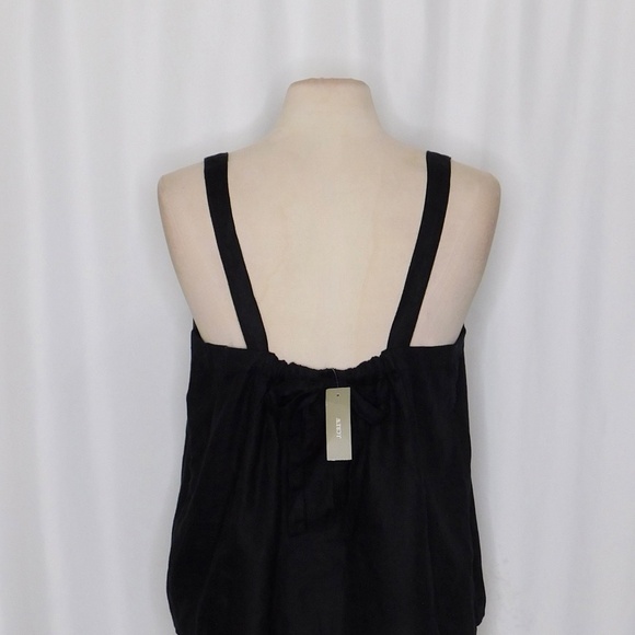 NWT!! J. CREW Linen Bow Back Linen Top Solid Black Tank Preppy Blouse X-Large - Picture 10 of 14